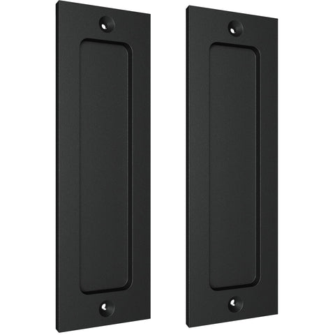 Tibres flush 7-inch door handle on barn door in satin black for smooth operation