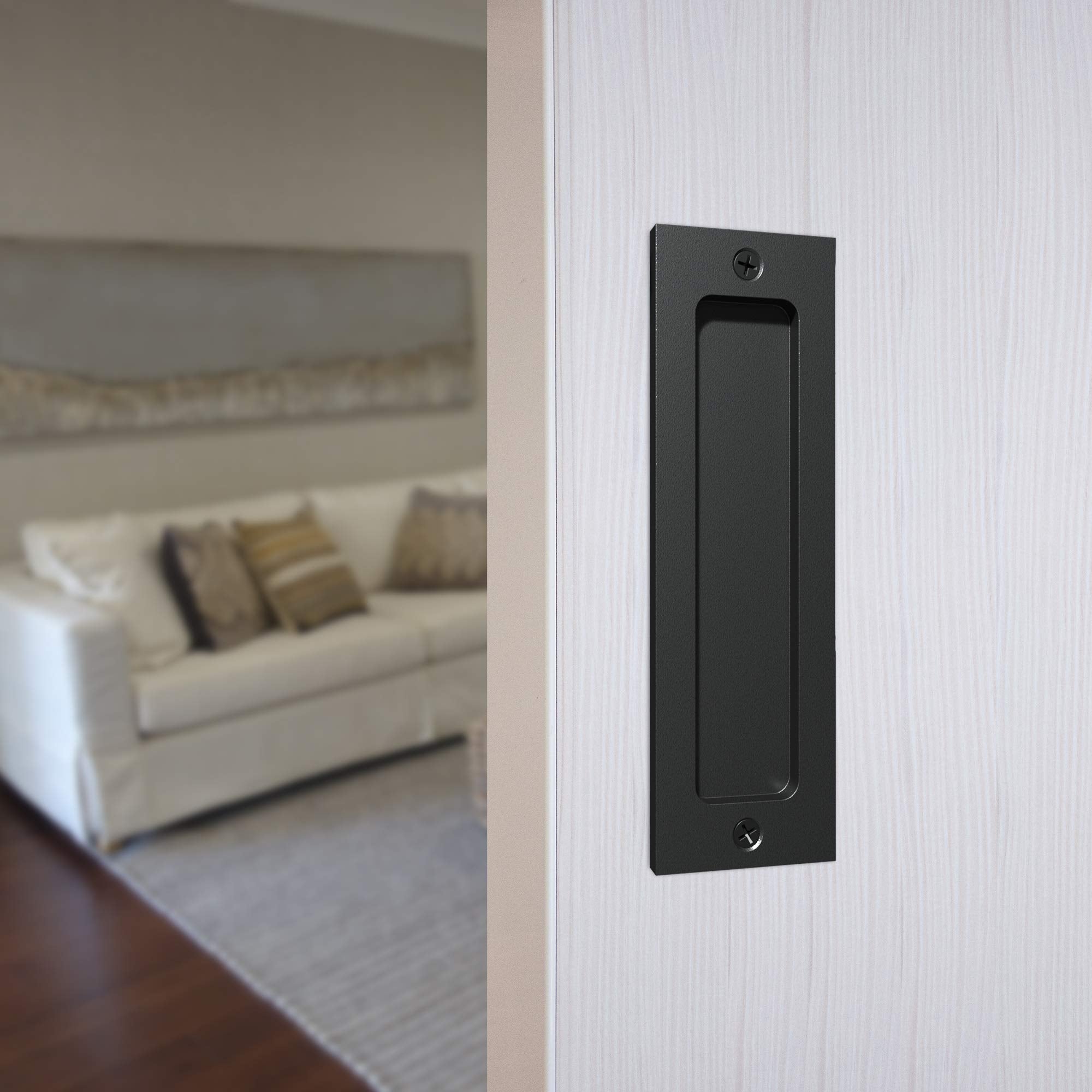 Tibres door pull on cabinet doors, modern, unobtrusive hardware