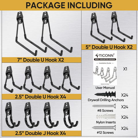 TICONN 2.5-inch U-hooks keep small items tidy and accessible