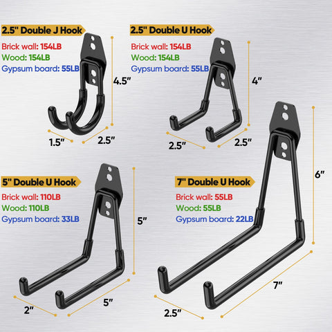 TICONN 5-inch U-hooks organize medium tools without slipping