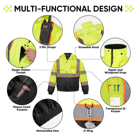 TICONN 160g fleece-insulated lining for warmth during cold outdoor work.