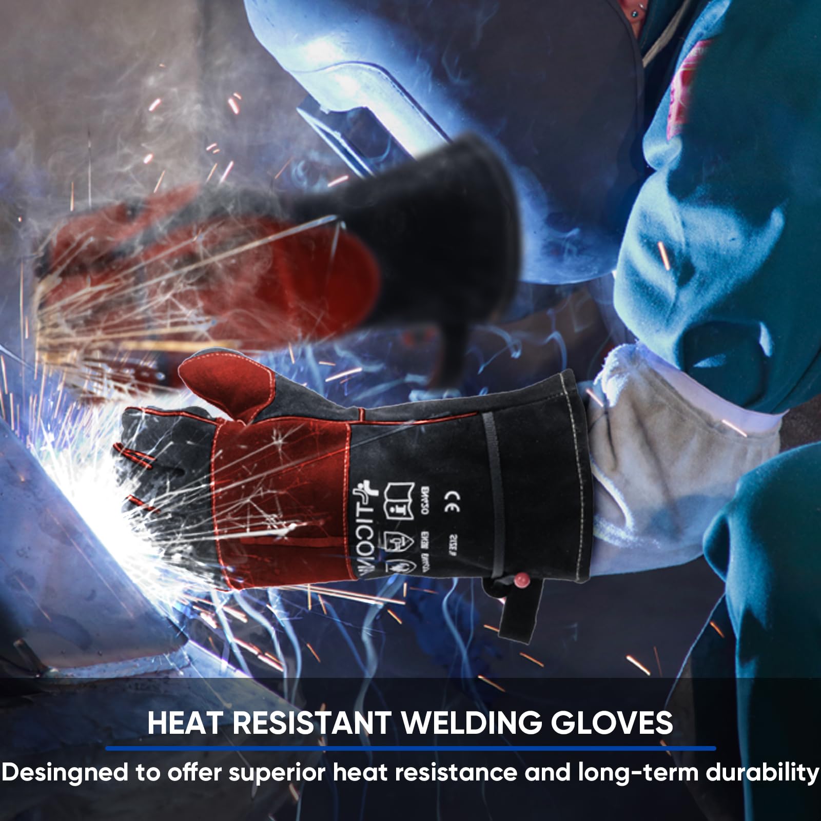 TICONN welding gloves adjustable cuff provides secure fit during work