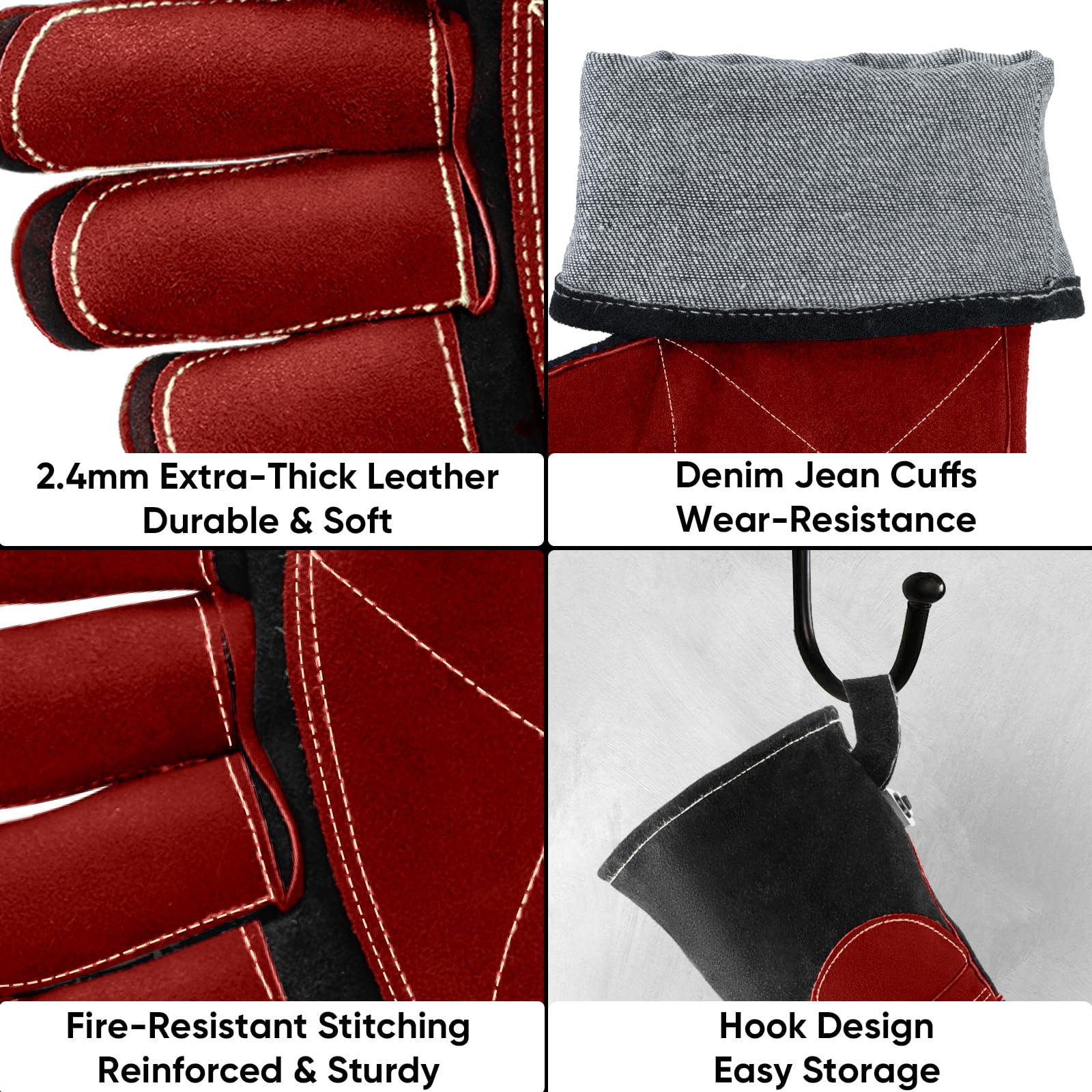 TICONN welding gloves interior cushioning reveals soft cotton lining for comfort