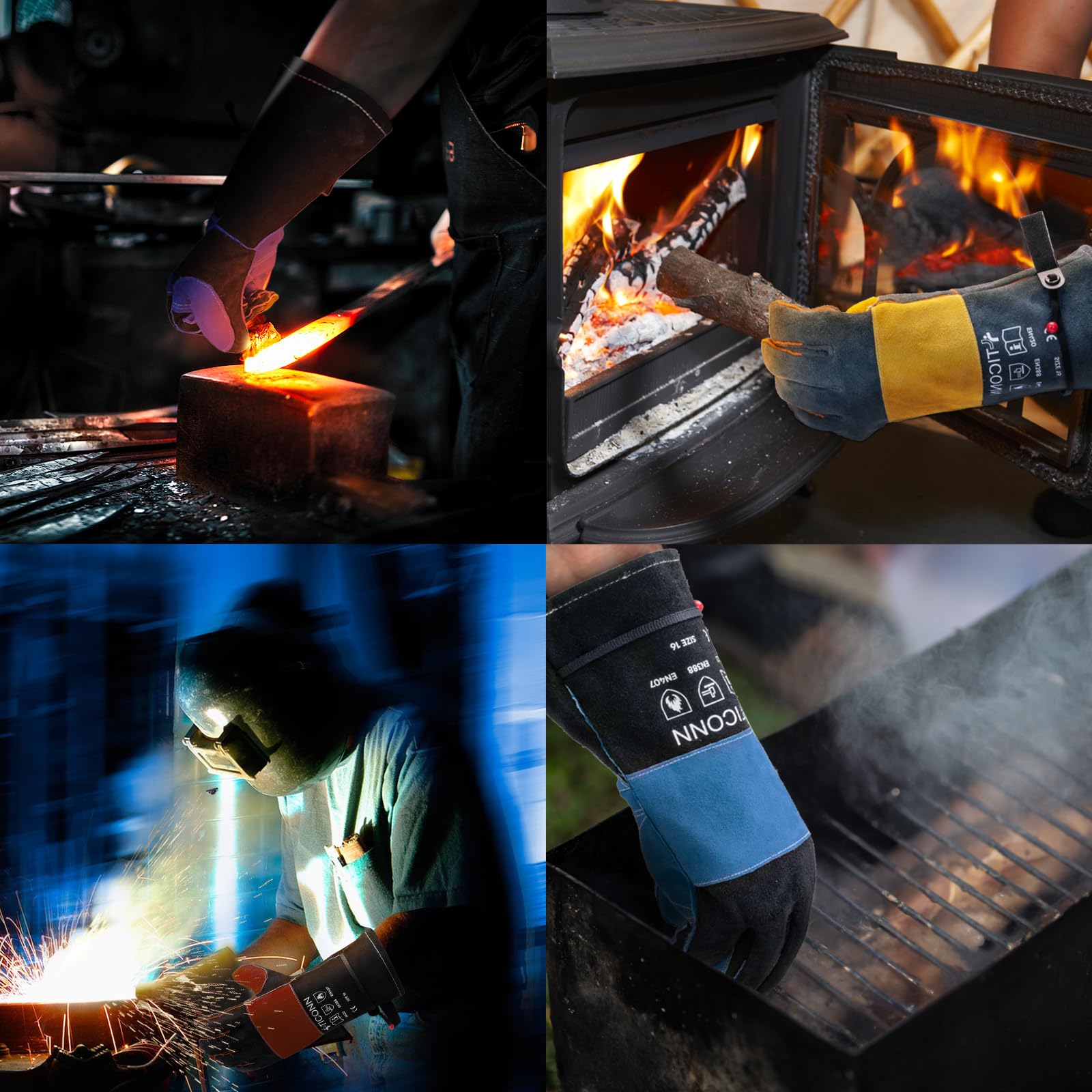 TICONN welding gloves suitable for barbecue and forge heat protection