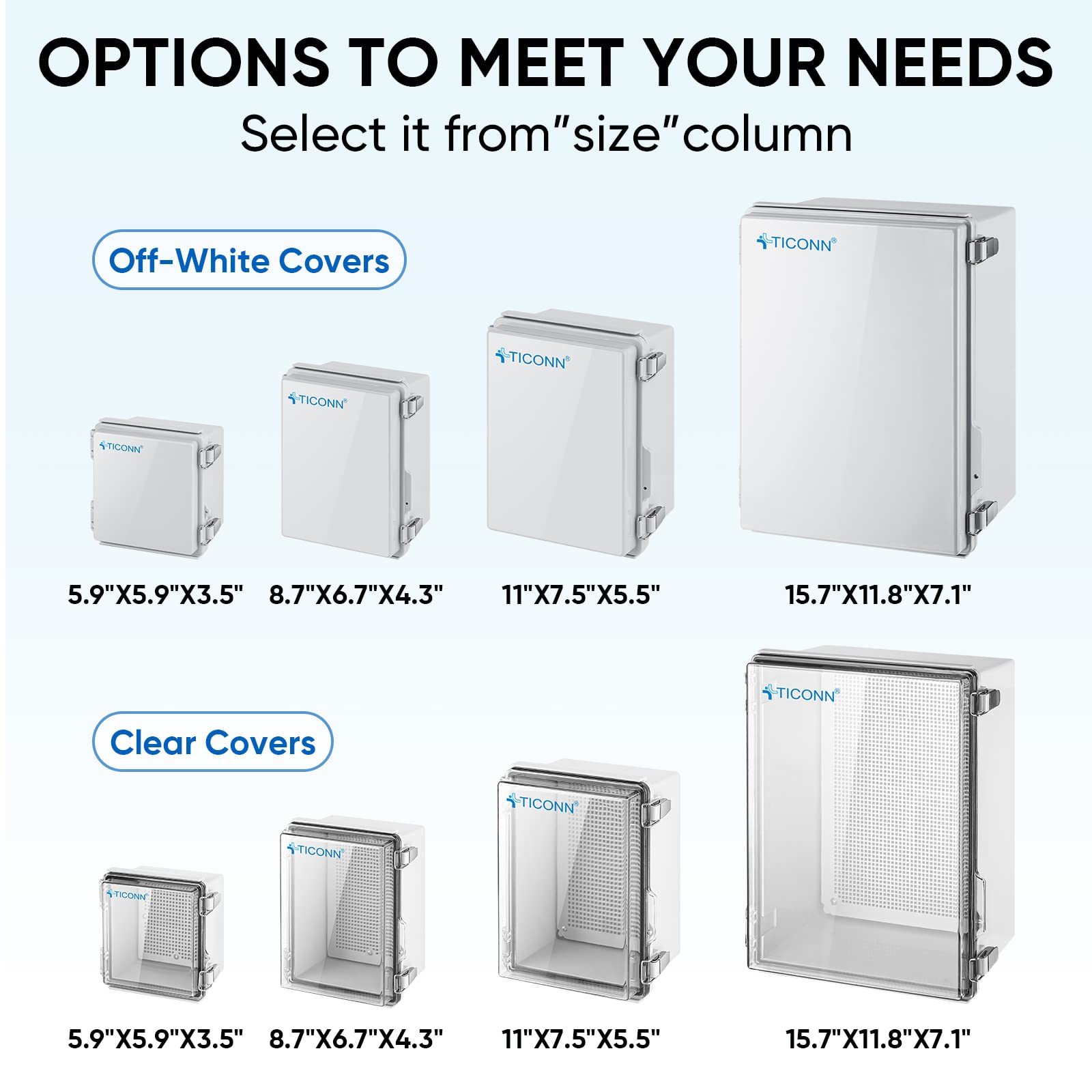 TICONN 304 stainless steel door latches ensure durable, corrosion-resistant access.