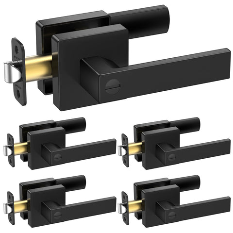 TICONN 5PK matte black door handles set for durable, stylish interior doors.