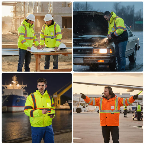 TICONN ANSI Class 3 hi-vis reflective strip enhances visibility in low-light conditions.