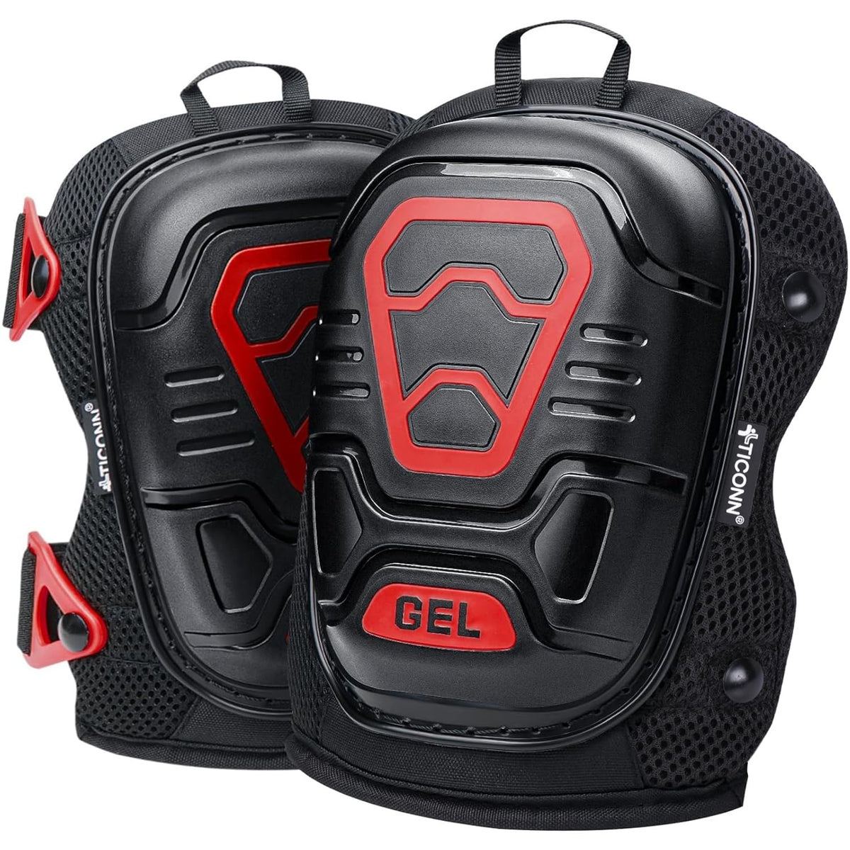 TICONN Gel Knee Pads with slip-resistant shell for safe kneeling on floors