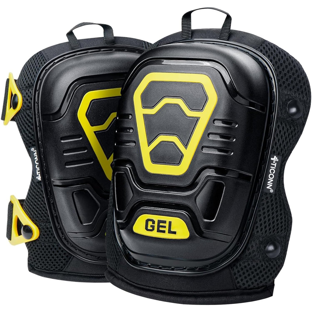 TICONN gel knee pads with soft foam cushion offer long-lasting comfort during flooring tasks.