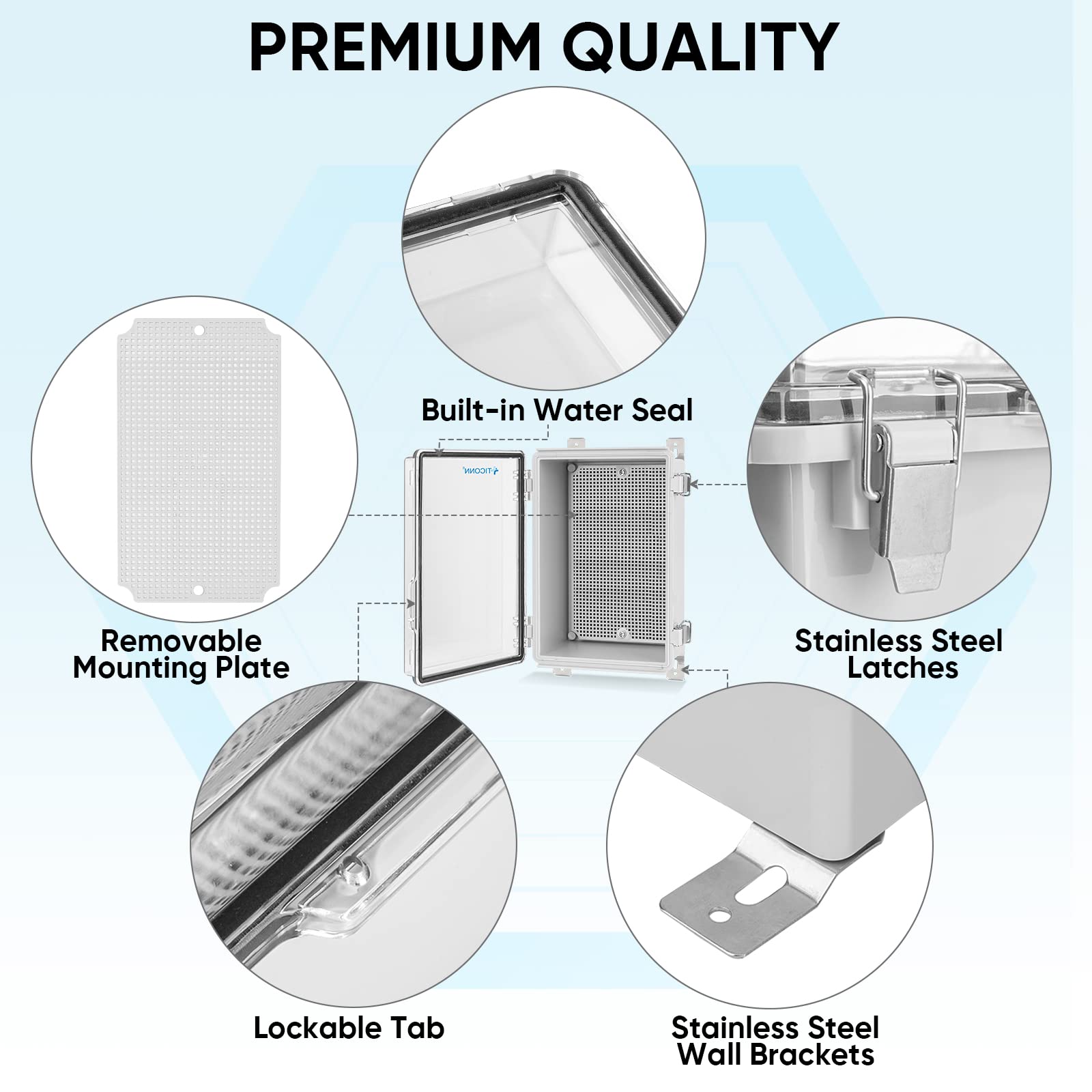 TICONN mounting plate grid layout for easy device installation