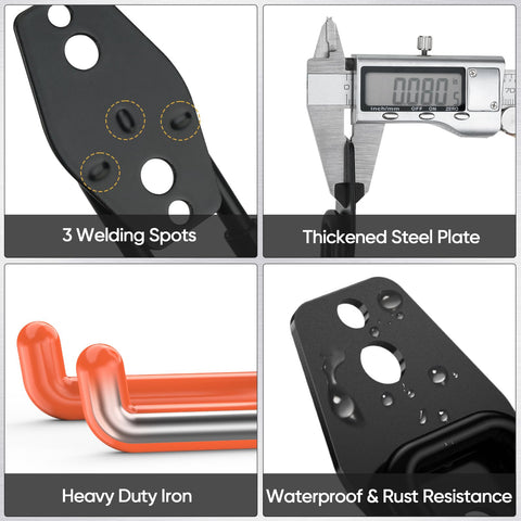 TICONN heavy-duty garage hook closeup shows steel construction and coating.