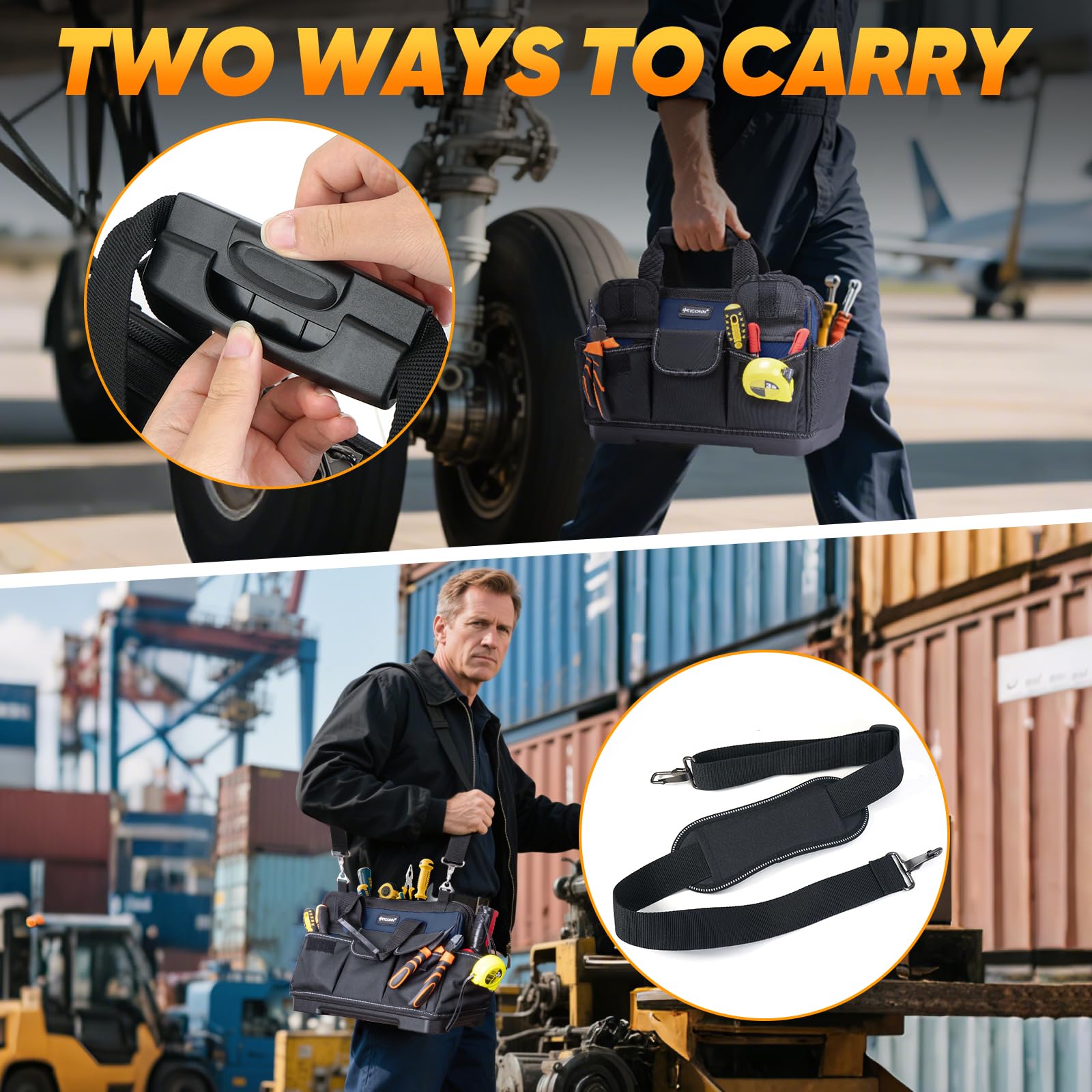 TICONN 14 inch molded base bag keeps shape during use