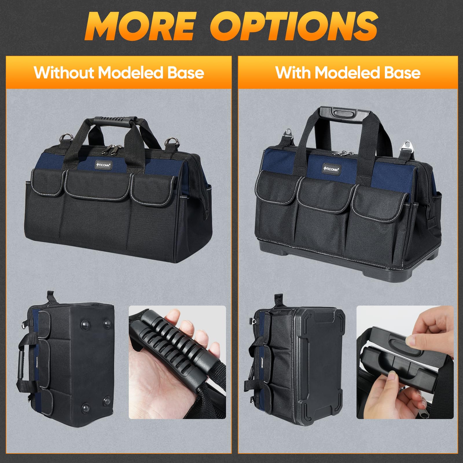TICONN tool bag with padded adjustable strap for shoulder comfort