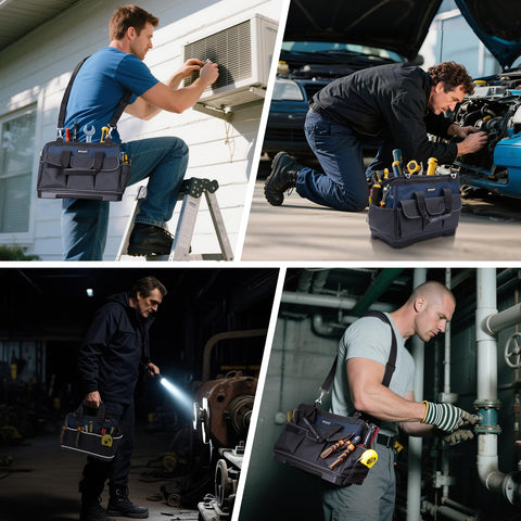 TICONN reinforced zippers on heavy duty tool bag durability
