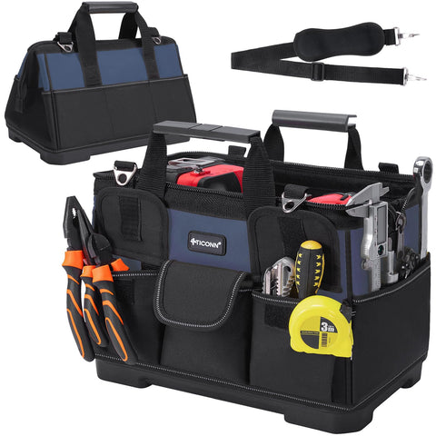 TICONN heavy duty tool bag with wide mouth opening for easy loading