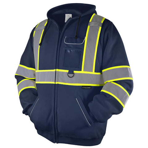 TICONN high-visibility hoodie front view boosts on-site visibility