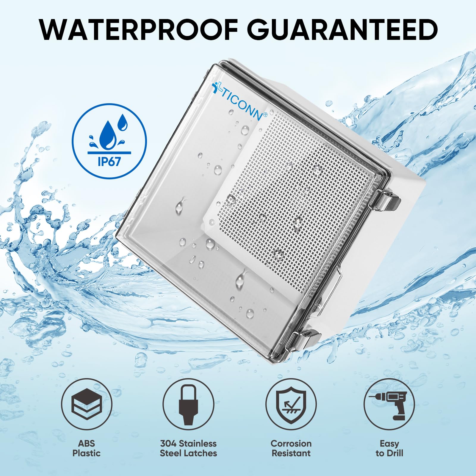 TICONN hinged-cover enclosure providing easy access and weather protection.