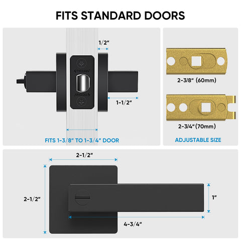 TICONN latch with adjustable backset 60-70mm on a door edge