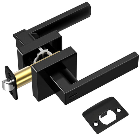 TICONN matte black door handle front view for interior privacy and style