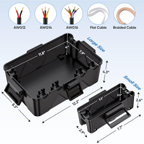 TICONN large box with six-entry ports protects multiple cables and devices.