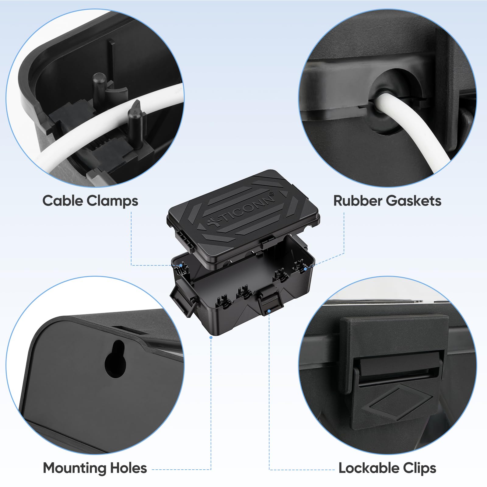 TICONN PP material outdoor box is durable and UV-resistant.