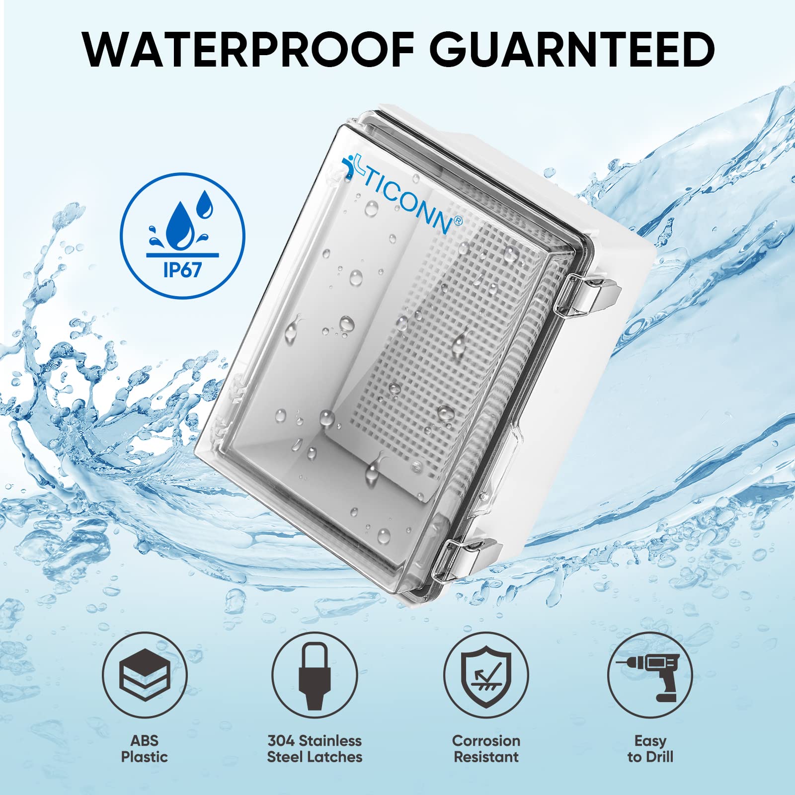 TICONN outdoor enclosure with hinged cover for easy outdoor access.