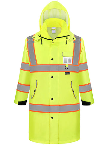 TICONN Reflective Rain Coat front view with 360-degree safety visibility