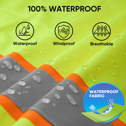 TICONN Reflective Rain Coat underarm vent and windproof neck features