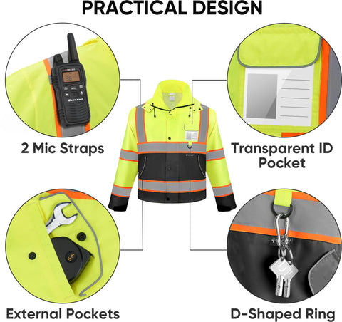TICONN Reflective Rain Jacket waterproof fabric suitable for rainy days