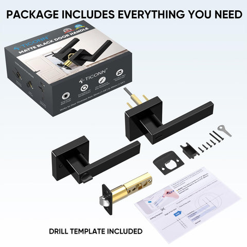 TICONN reversible square door lever for left- or right-handed privacy.