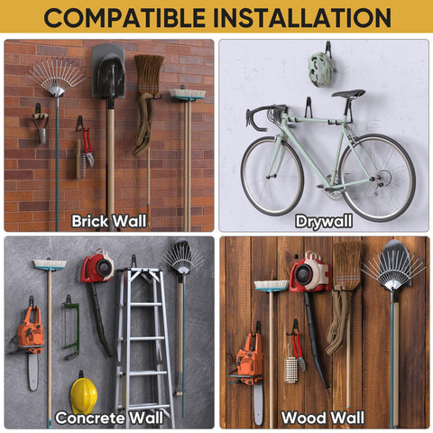 TICONN steel construction ensures durable garage hooks for bulky items.