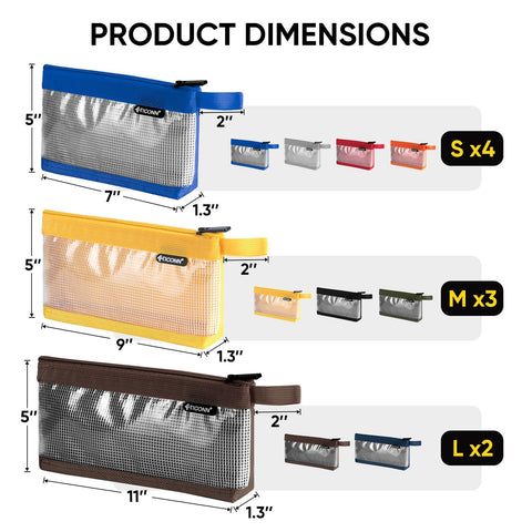 TICONN multi-color storage tool pouches for screws, accessories, and daily essentials