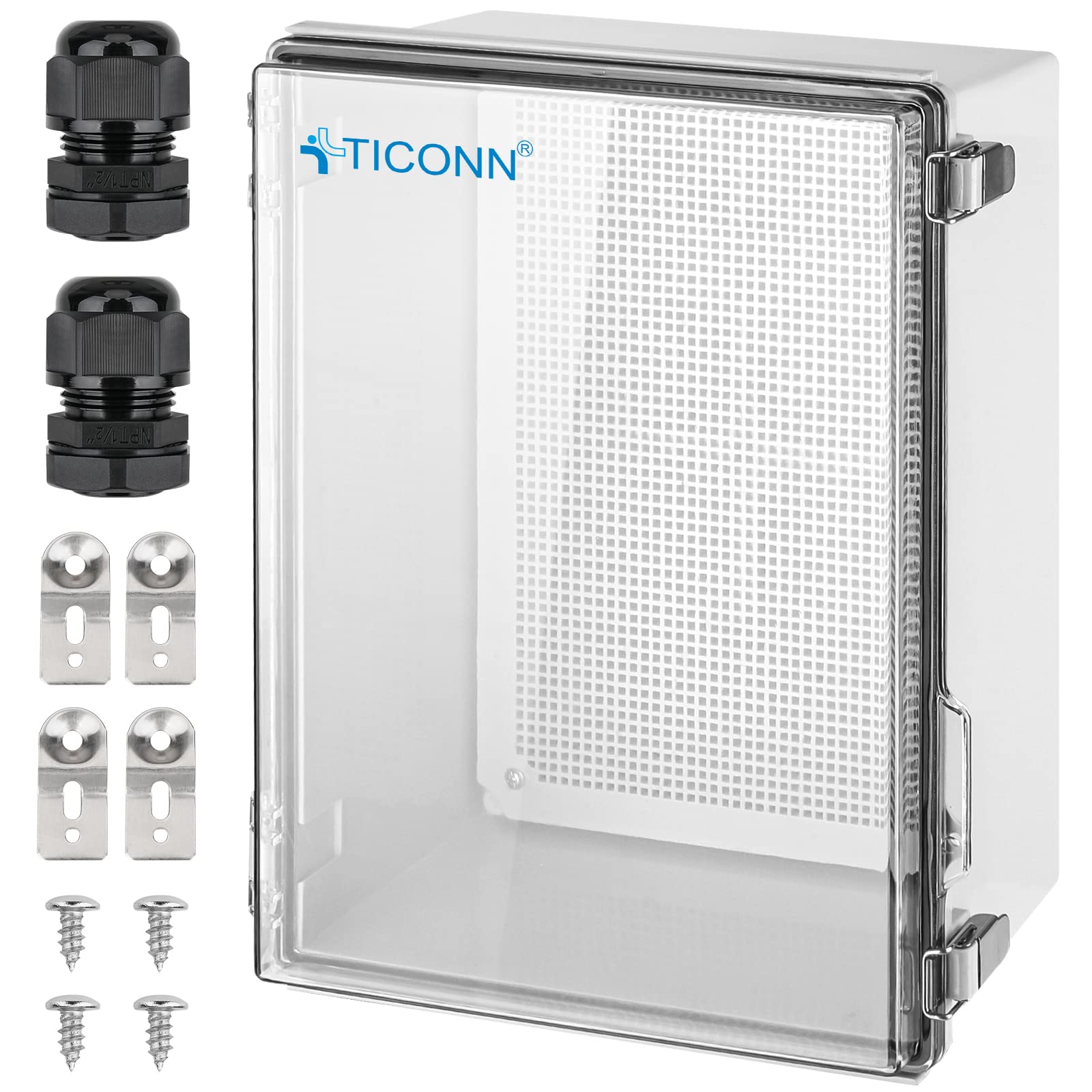 TICONN IP67 waterproof junction box with clear front view for outdoor protection.