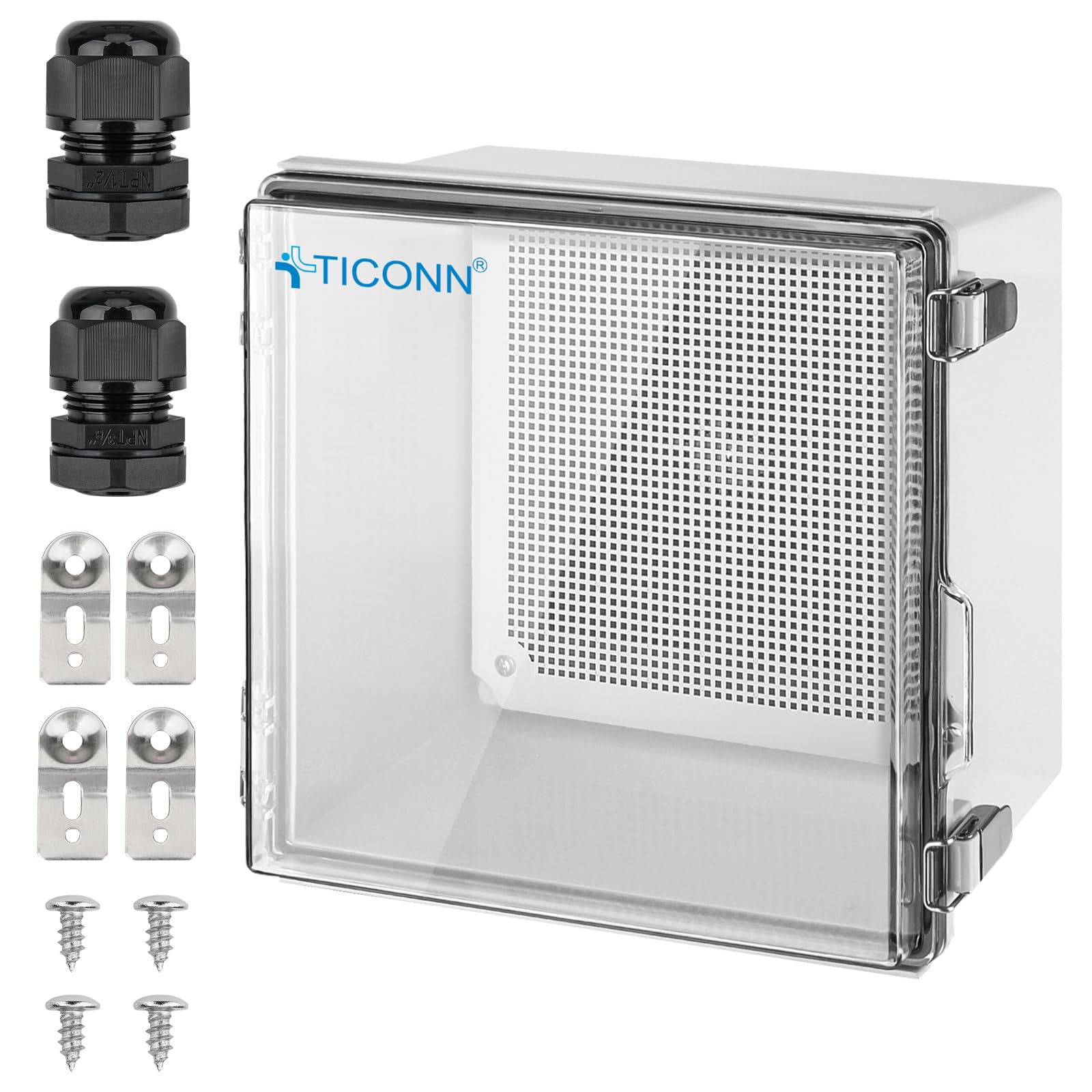 TICONN IP67 waterproof junction box with clear lid for outdoor use.