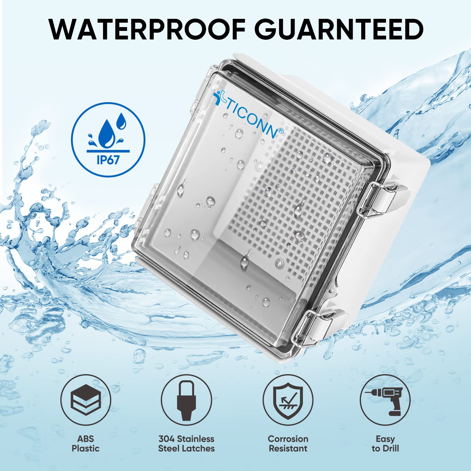 TICONN waterproof junction box open cover enables easy wiring access