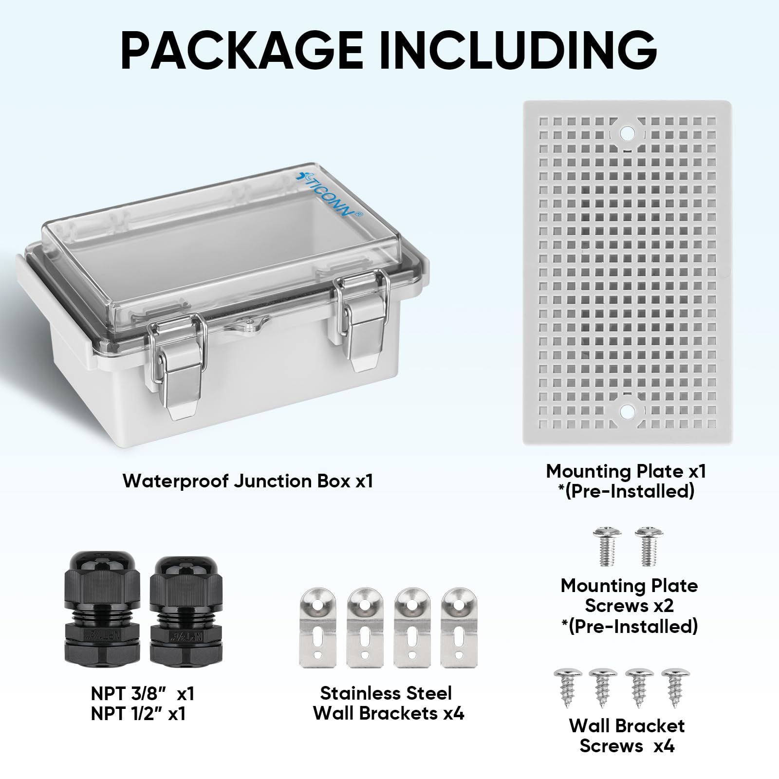 TICONN wall brackets offer flexible mounting on walls or fences