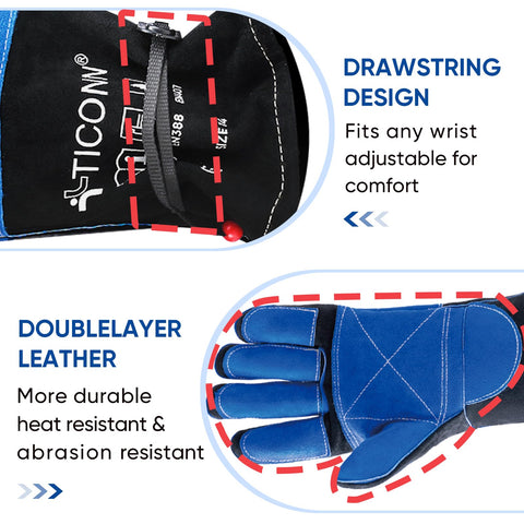 TICONN welding gloves forearm-protection shield forearms from sparks and hot debris
