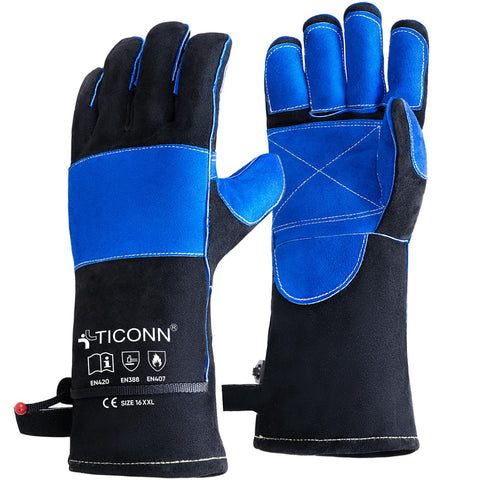 TICONN welding gloves outer leather-3-layer offer durable heat protection for welding projects