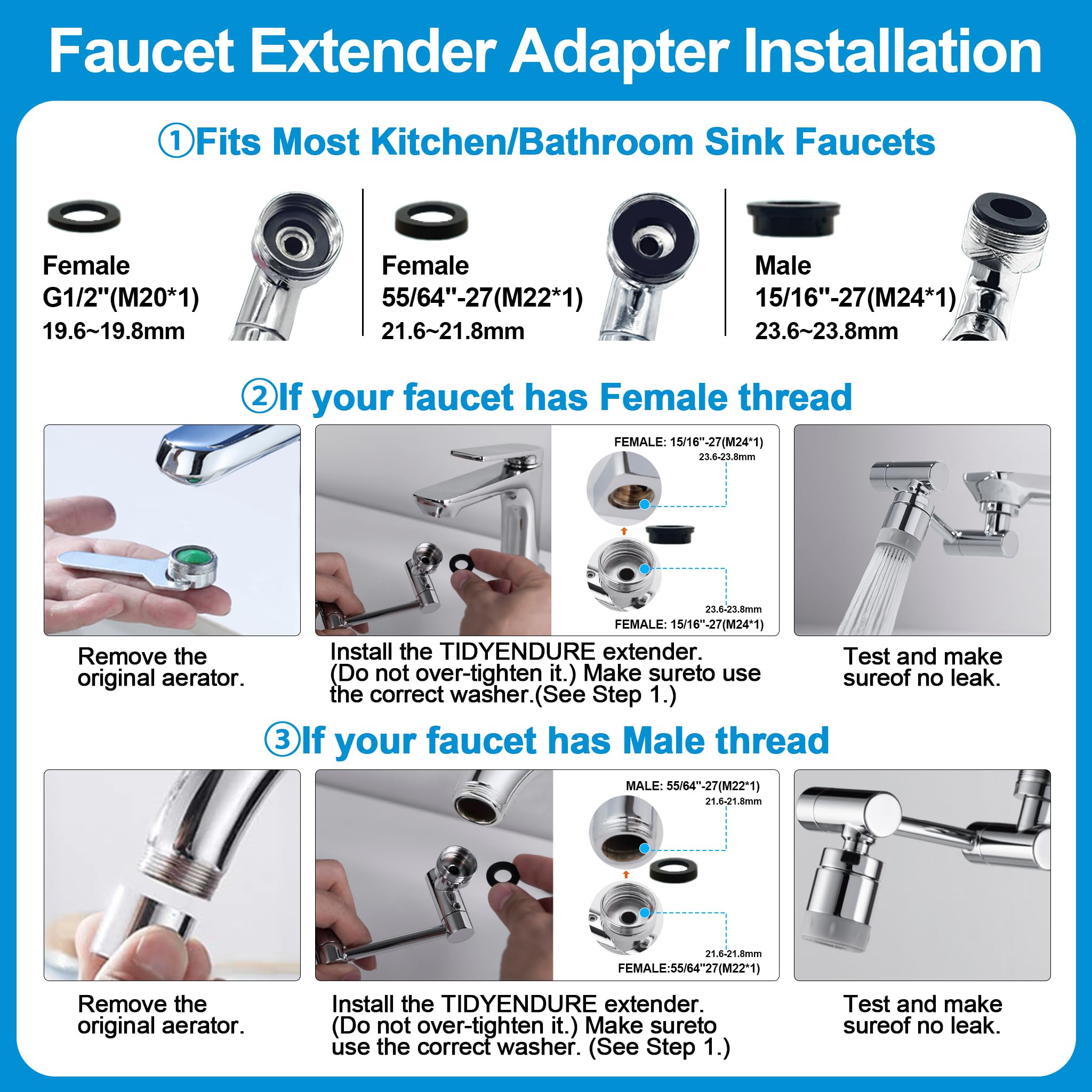 TD TIDYENDURE easy angle adjustment for kitchen and bath