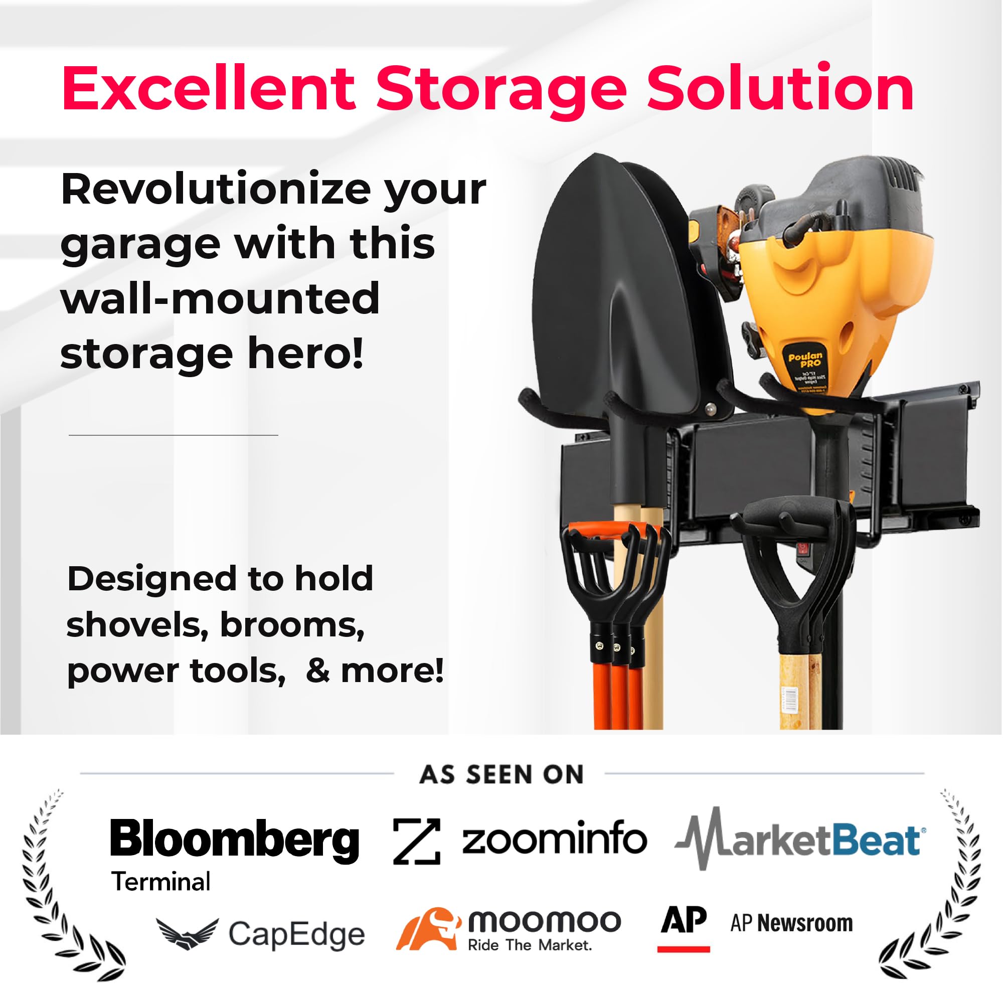 TIDYME 48-inch tool rack showcasing sturdy carbon steel construction and ample capacity.