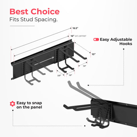 TIDYME double-layer hooks system in use for organized tool storage.