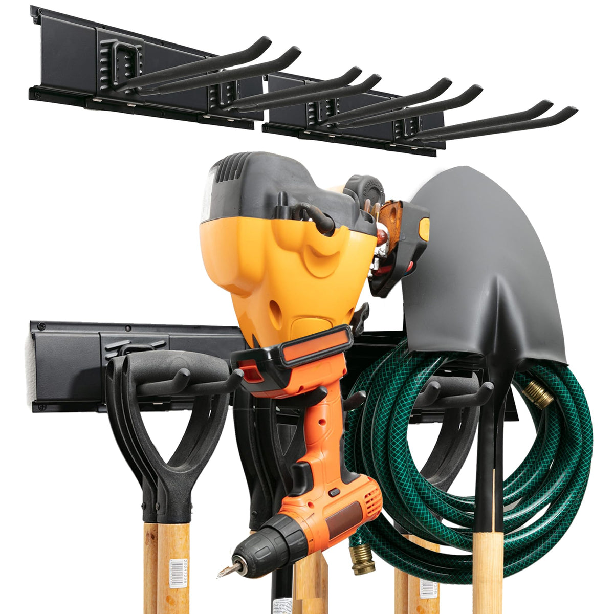 TIDYME garage tool organizer wall mount 32-inch keeps heavy tools within easy reach.
