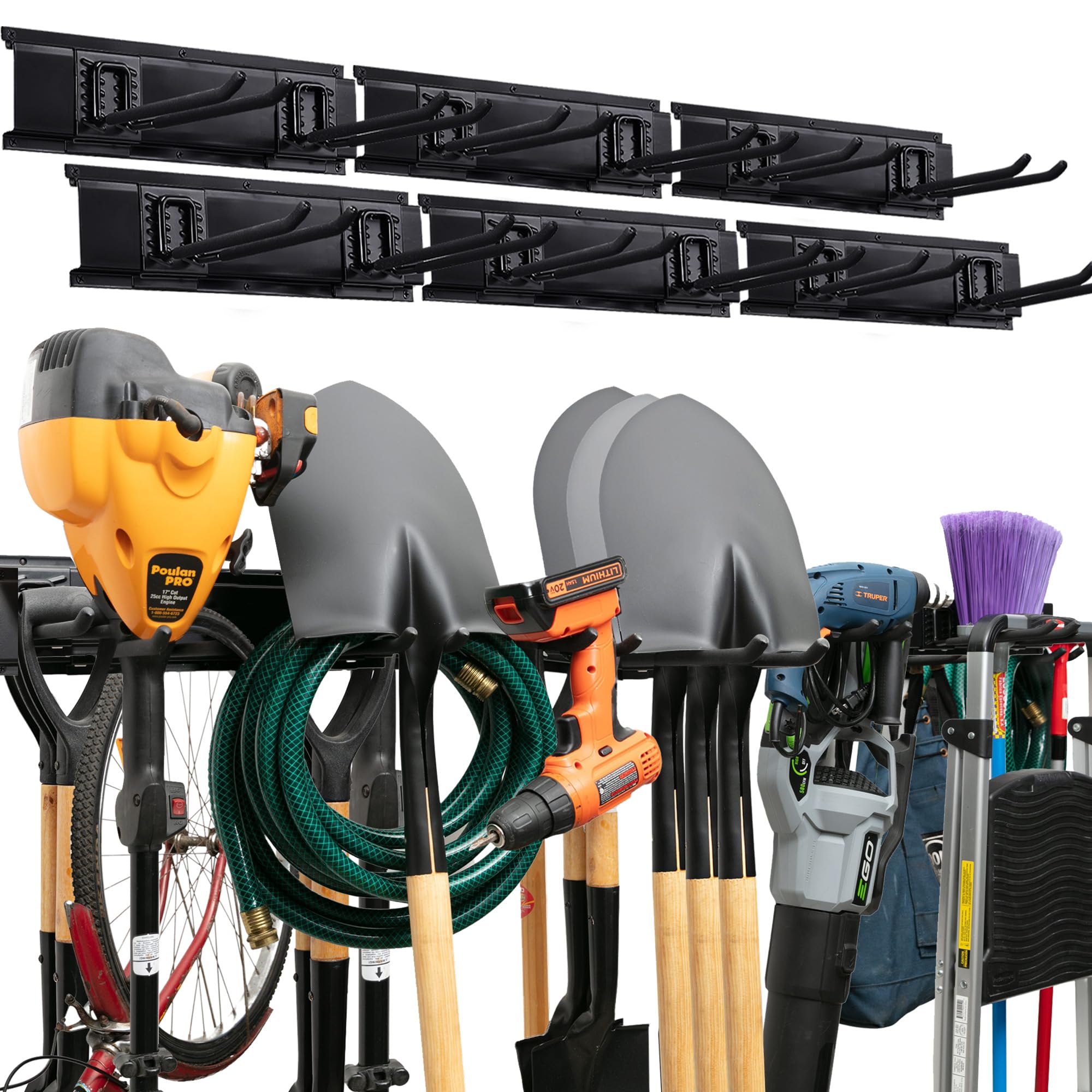 TIDYME Garage Tool Organizer wall mount shows 96-inch length for easy tool access and space saving.