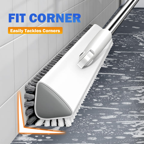 TidyTale grout brush with 180-degree head reaches edges with ease.