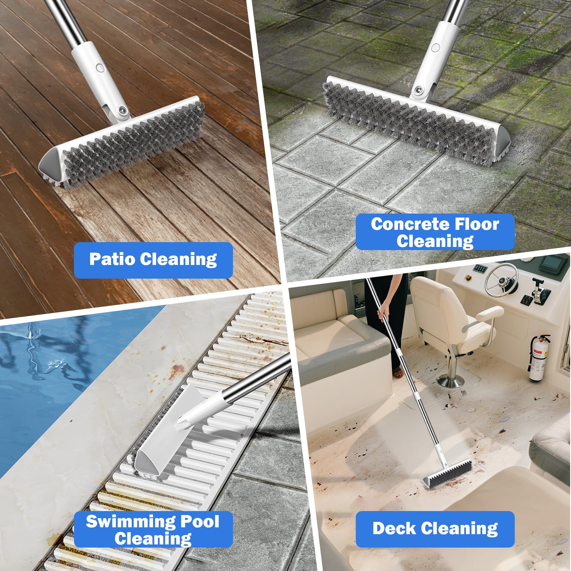TidyTale grout brush supports wet or dry cleaning on tile, glass, and cement.