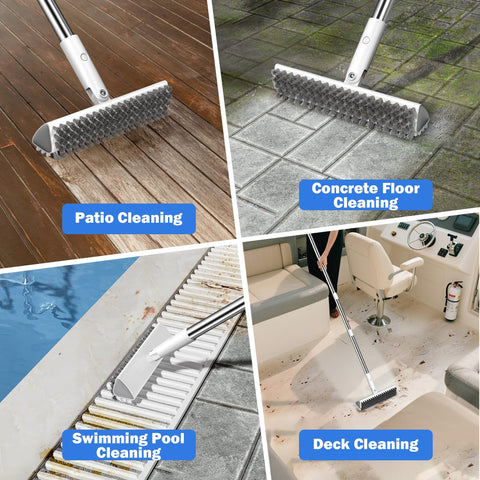 TidyTale grout brush supports wet or dry cleaning on tile, glass, and cement.
