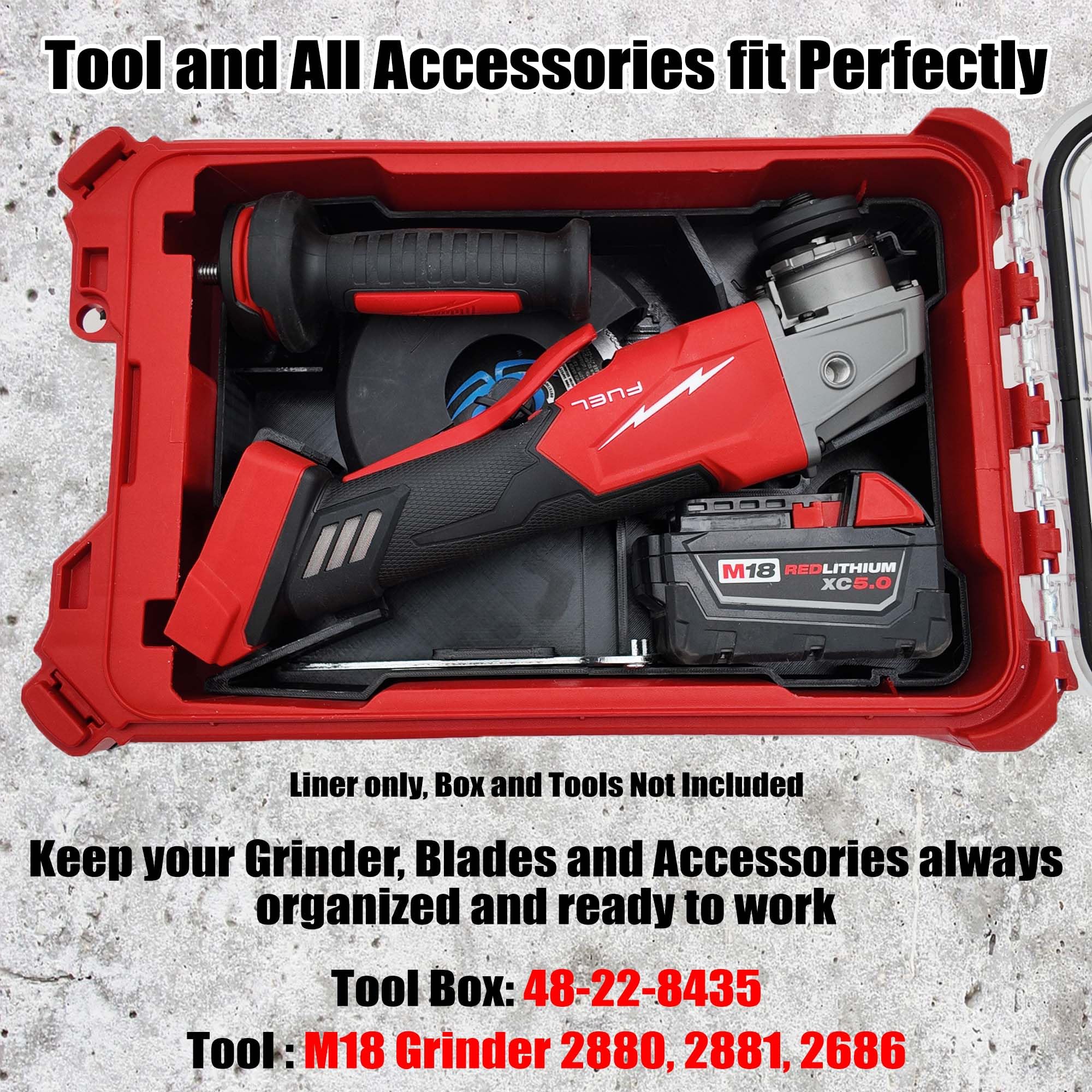 TidyTool liner features dedicated battery slot for XC5-0 power pack.