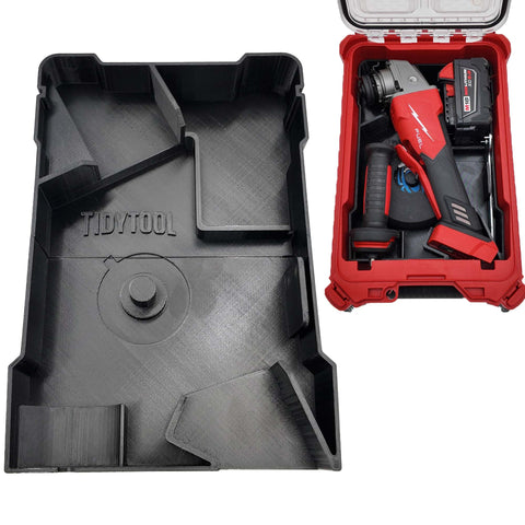 TidyTool liner fits Milwaukee M18 grinder 2880-20 for a stable, organized setup.