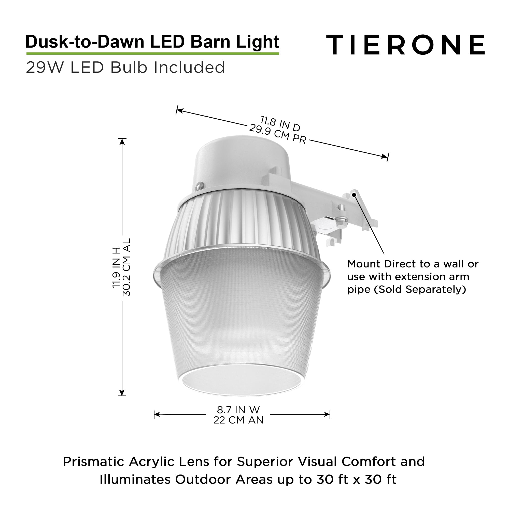 TierONE outdoor LED dusk-to-dawn security light with photocell