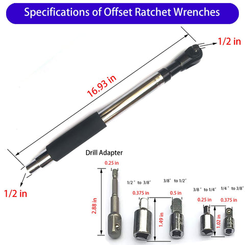 Tigbrother Offset Wrench Extender side profile, slim neck enables maneuverability